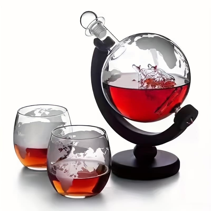 Decanter Whisky Globo Conjunto Recipiente de Vidro