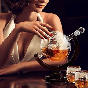 Decanter Whisky Globo Conjunto Recipiente de Vidro