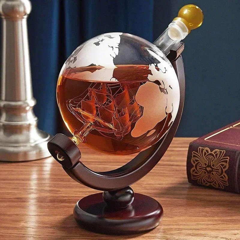 Decanter Whisky Globo Conjunto Recipiente de Vidro