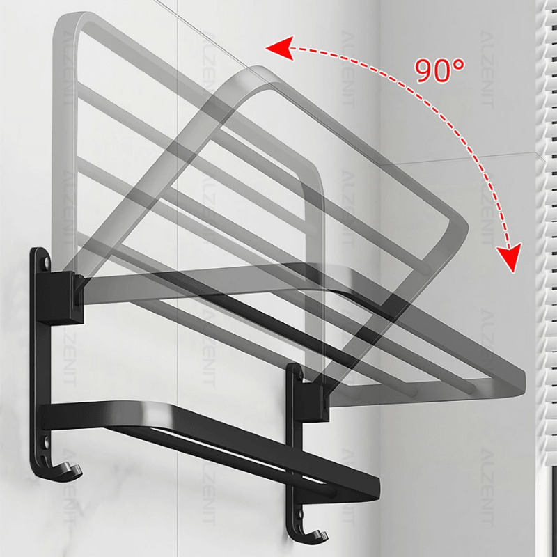 Toalheiro Duplo Preto Matte 58cm